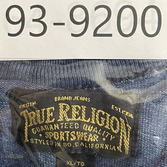 True Religion Henley Shirt Mens XL Blue Long Sleeve Pocket Long Sleeve - Picture 13 of 13